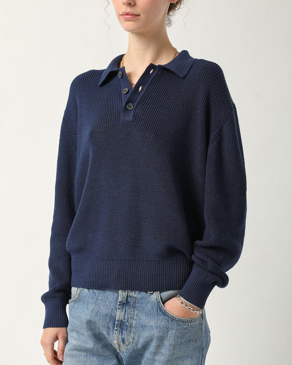 LS Slouchy Polo - Navy-LS Polo-Corridor-Corridor