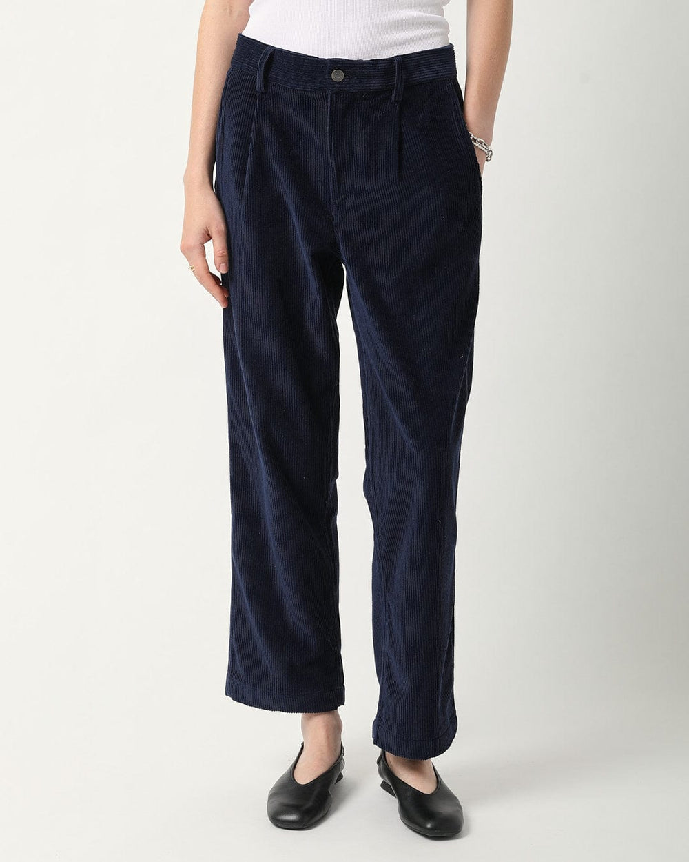 Cord Pleated Trouser - Navy-Trousers-Corridor-Corridor