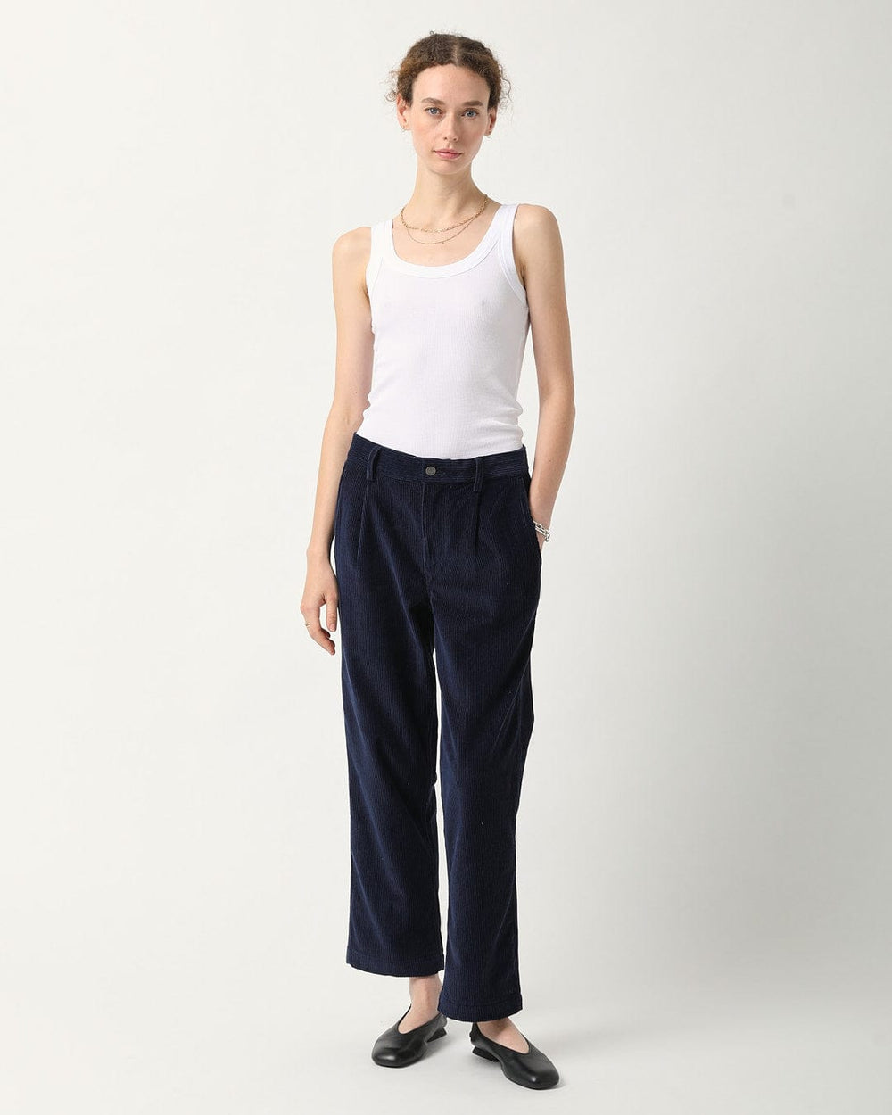 Cord Pleated Trouser - Navy-Trousers-Corridor-Corridor