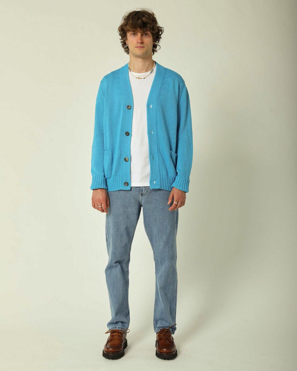 Azure blue cardigan store