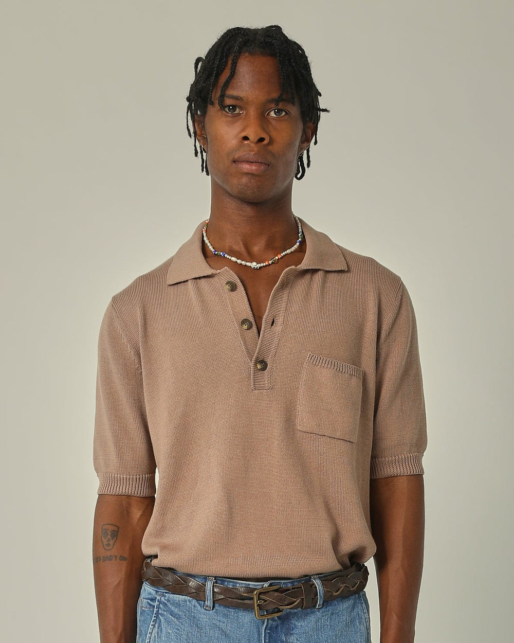 Knit Slouchy Polo - Cuban Sand-Slouchy Knit Polo-Corridor-Corridor