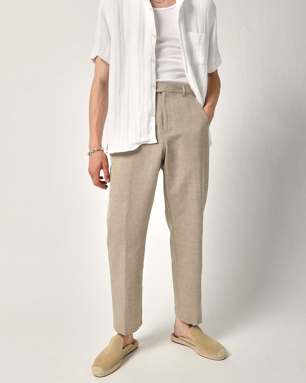 Linen Cotton Trouser - Natural-Trousers-Corridor-Corridor