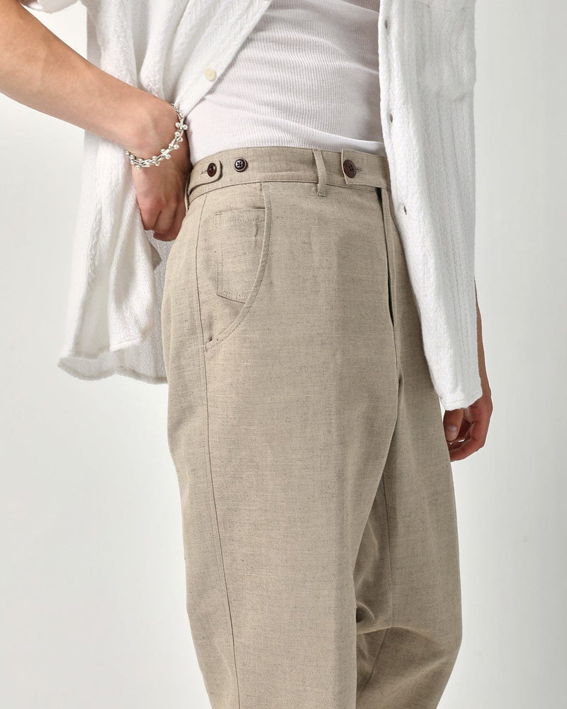 Mens Retro linen Pants Casual Linen Pants Business Straight Trousers High  Waist