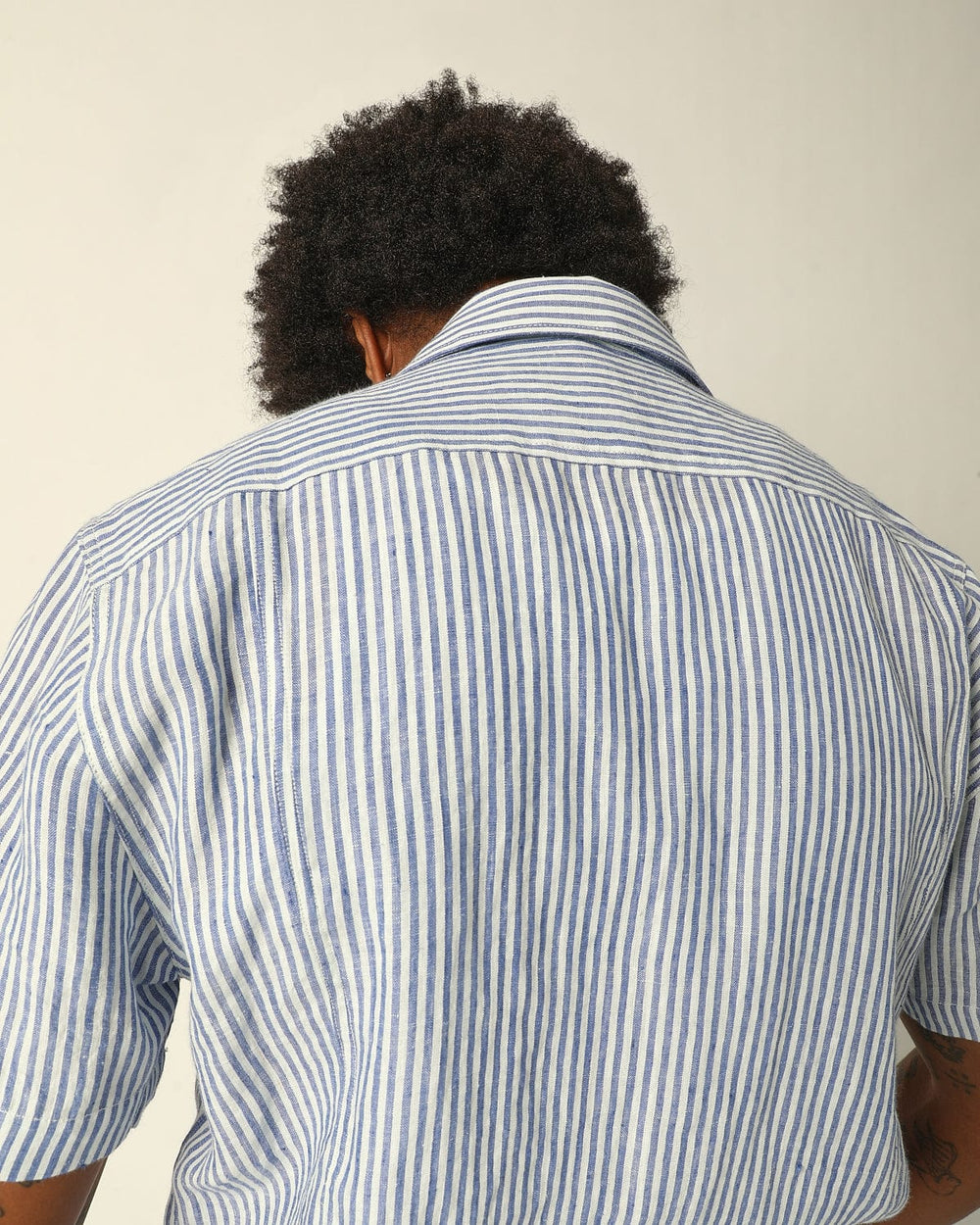 Linen Stripe SS - Blue-SS w/ Camp Collar-Corridor-Corridor