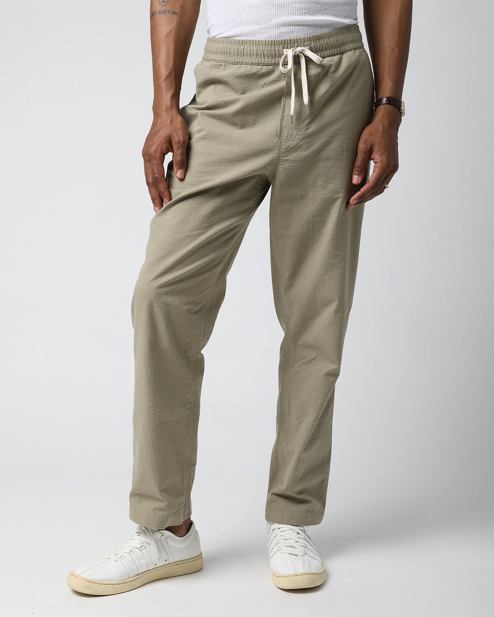 Seersucker Trouser - Olive-Draw String Trousers-Corridor-Corridor