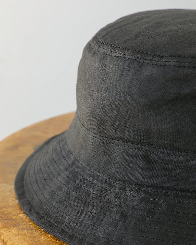 Waxed Black Bucket Hat-Bucket Hat-Corridor-Corridor