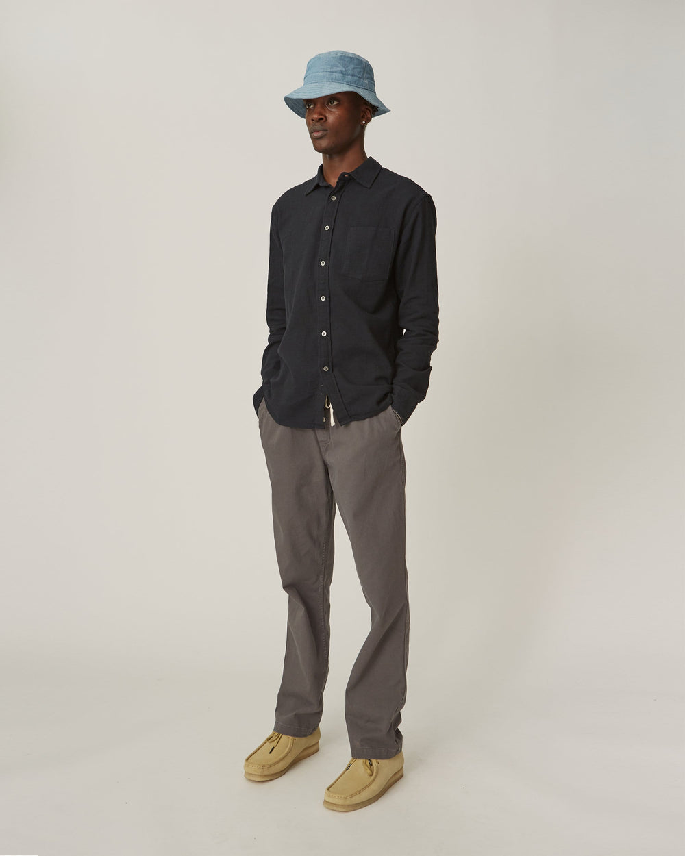 Washed Indigo Linen Bucket Hat-Bucket Hat-Corridor-Corridor